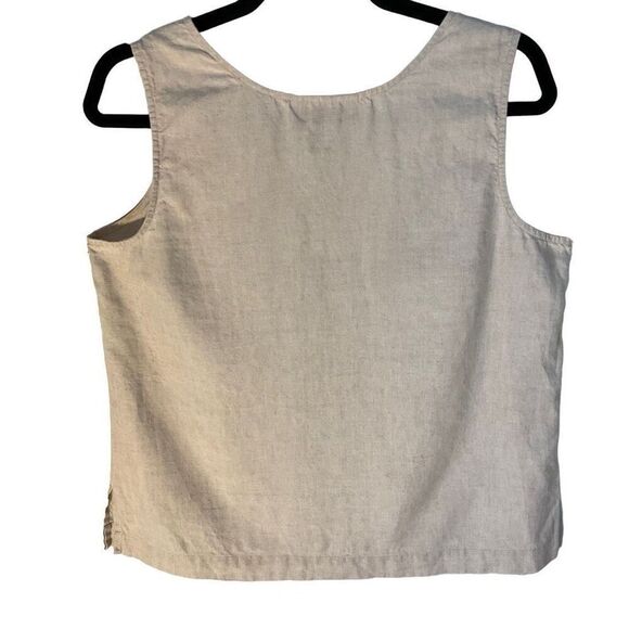 Kate Hill 100% Linen Tank Top, PL. Wheat. Capsule Wardrobe - Picture 2 of 11